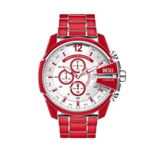 Diesel Red and Silver Men's Chronograph Watch